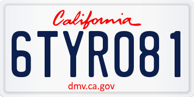 CA license plate 6TYR081