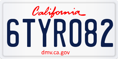 CA license plate 6TYR082