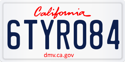 CA license plate 6TYR084