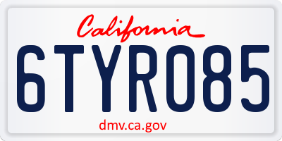 CA license plate 6TYR085