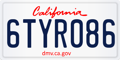 CA license plate 6TYR086