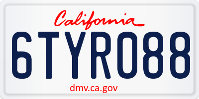 CA license plate 6TYR088