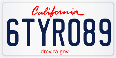 CA license plate 6TYR089