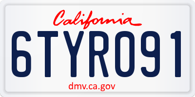 CA license plate 6TYR091