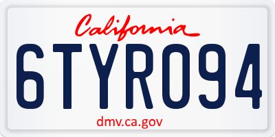 CA license plate 6TYR094