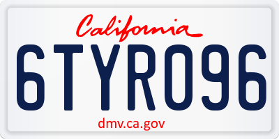 CA license plate 6TYR096