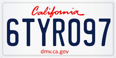 CA license plate 6TYR097