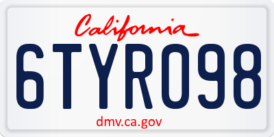 CA license plate 6TYR098