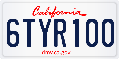 CA license plate 6TYR100