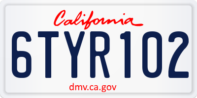 CA license plate 6TYR102