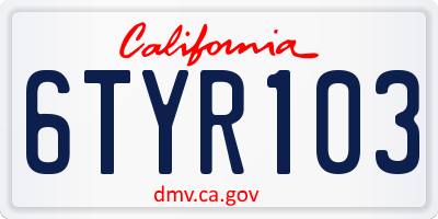 CA license plate 6TYR103