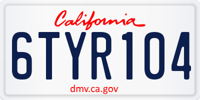 CA license plate 6TYR104