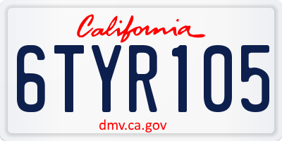 CA license plate 6TYR105