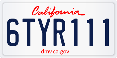CA license plate 6TYR111