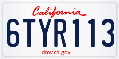 CA license plate 6TYR113