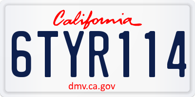 CA license plate 6TYR114