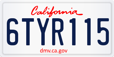 CA license plate 6TYR115