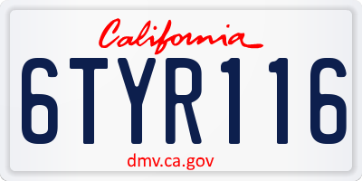 CA license plate 6TYR116