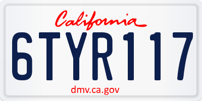 CA license plate 6TYR117