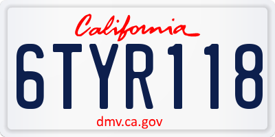 CA license plate 6TYR118