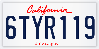 CA license plate 6TYR119