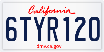 CA license plate 6TYR120
