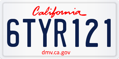 CA license plate 6TYR121