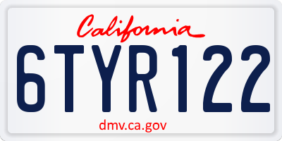CA license plate 6TYR122