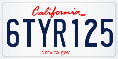 CA license plate 6TYR125