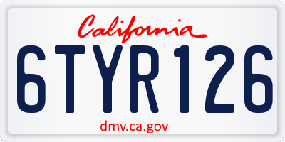 CA license plate 6TYR126
