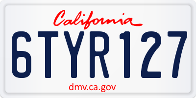CA license plate 6TYR127