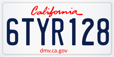 CA license plate 6TYR128