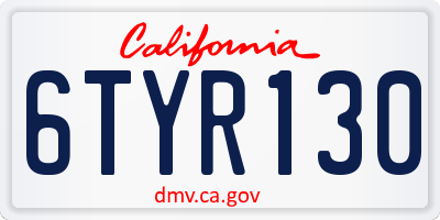 CA license plate 6TYR130