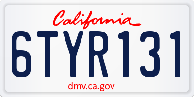 CA license plate 6TYR131