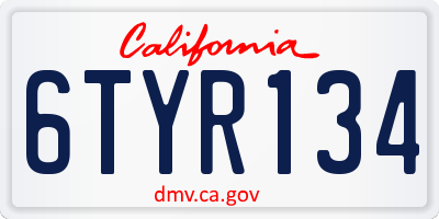 CA license plate 6TYR134