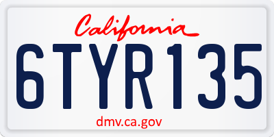 CA license plate 6TYR135
