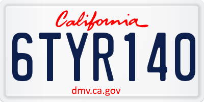 CA license plate 6TYR140
