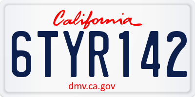 CA license plate 6TYR142
