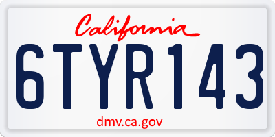 CA license plate 6TYR143