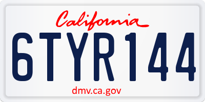 CA license plate 6TYR144