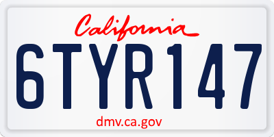 CA license plate 6TYR147
