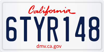 CA license plate 6TYR148