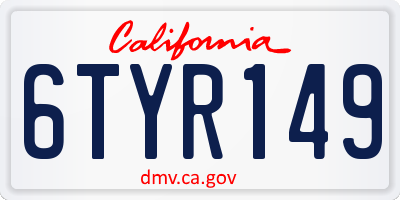 CA license plate 6TYR149