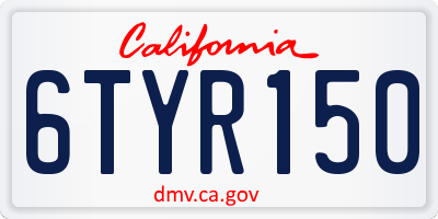CA license plate 6TYR150