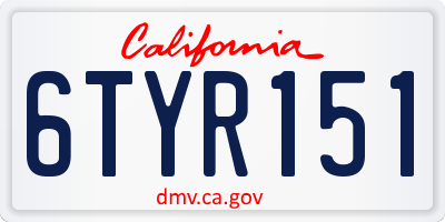 CA license plate 6TYR151