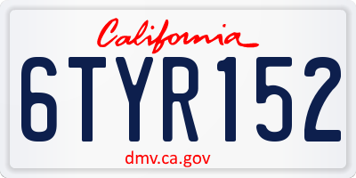 CA license plate 6TYR152