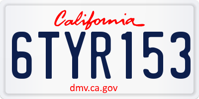 CA license plate 6TYR153