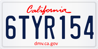 CA license plate 6TYR154