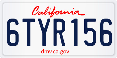 CA license plate 6TYR156