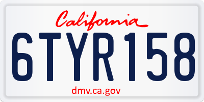 CA license plate 6TYR158